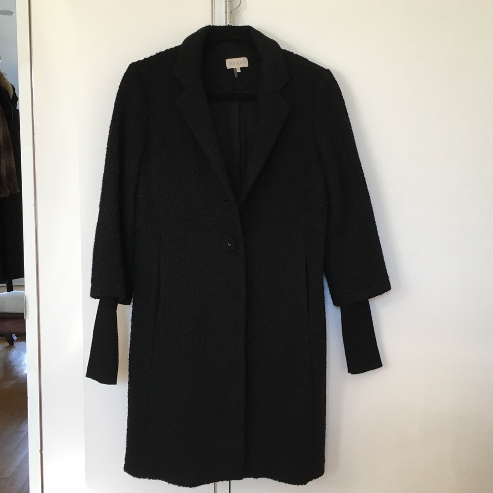 Renvy Textured Wool Coat in black